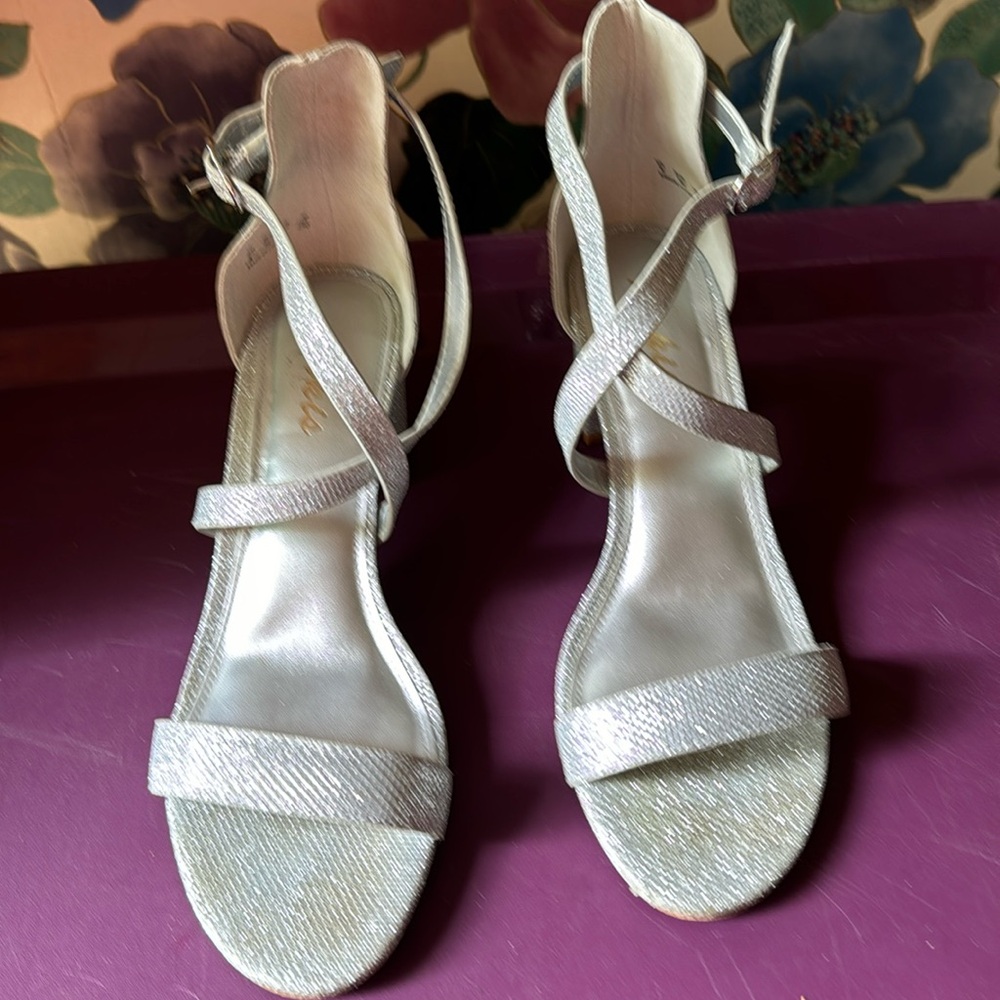 Worn once silver glitter shoes